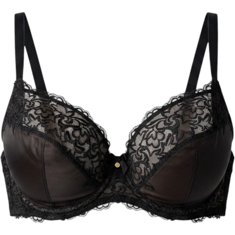 Vintage Gold Label Victoria Secret Black Lace Satin Underwire Bra 36D 1903
